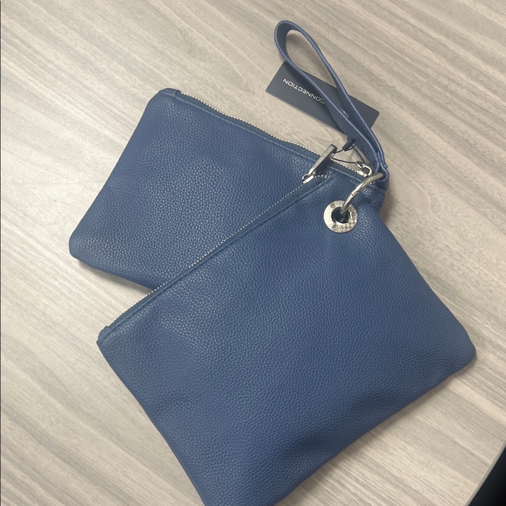 French Connection Blue Leather Set of 2 Wristlets - Picture 5 of 6